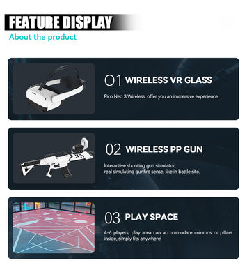 Großer Raum Indoor VR Shooting Simulator Freie Spaziergänge & Roaming Multiplayer Arena