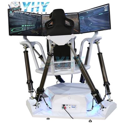 VR Simulated Racing Car 6 DOF 3 Screens Simulator Single Chair Motion Dynamic Platform Race Game Machine