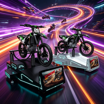 Hochleistungs-VR-Motorrad-Spielautomat für Vergnügungsparks mit dynamischer Bewegungsrückkopplungsplattform