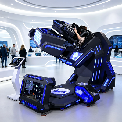 3-in-1 VR 360 Terminator Simulator kombiniert Achterbahnrennen und Flugsimulation für Einkaufszentren
